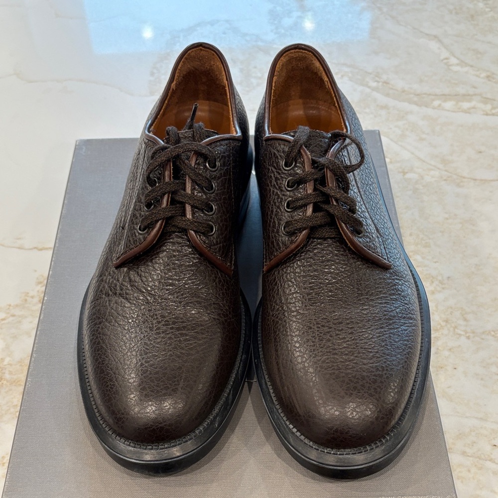 Aquatalia Dark Brown Leather Men's Tucker Oxfords Weatherproof Made in Italy